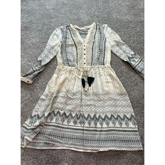 Floreat For Anthropologie Pierre Ivory & Black Dress with Pocket’s Size 8 - Picture 6 of 11